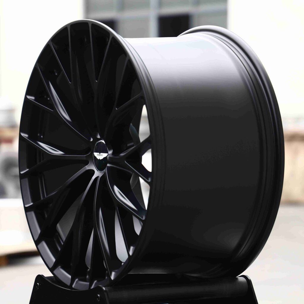 5x114.3 wheels – Gloss Black 10 Y-Spoke (Aston Martin OEM-Style), side view