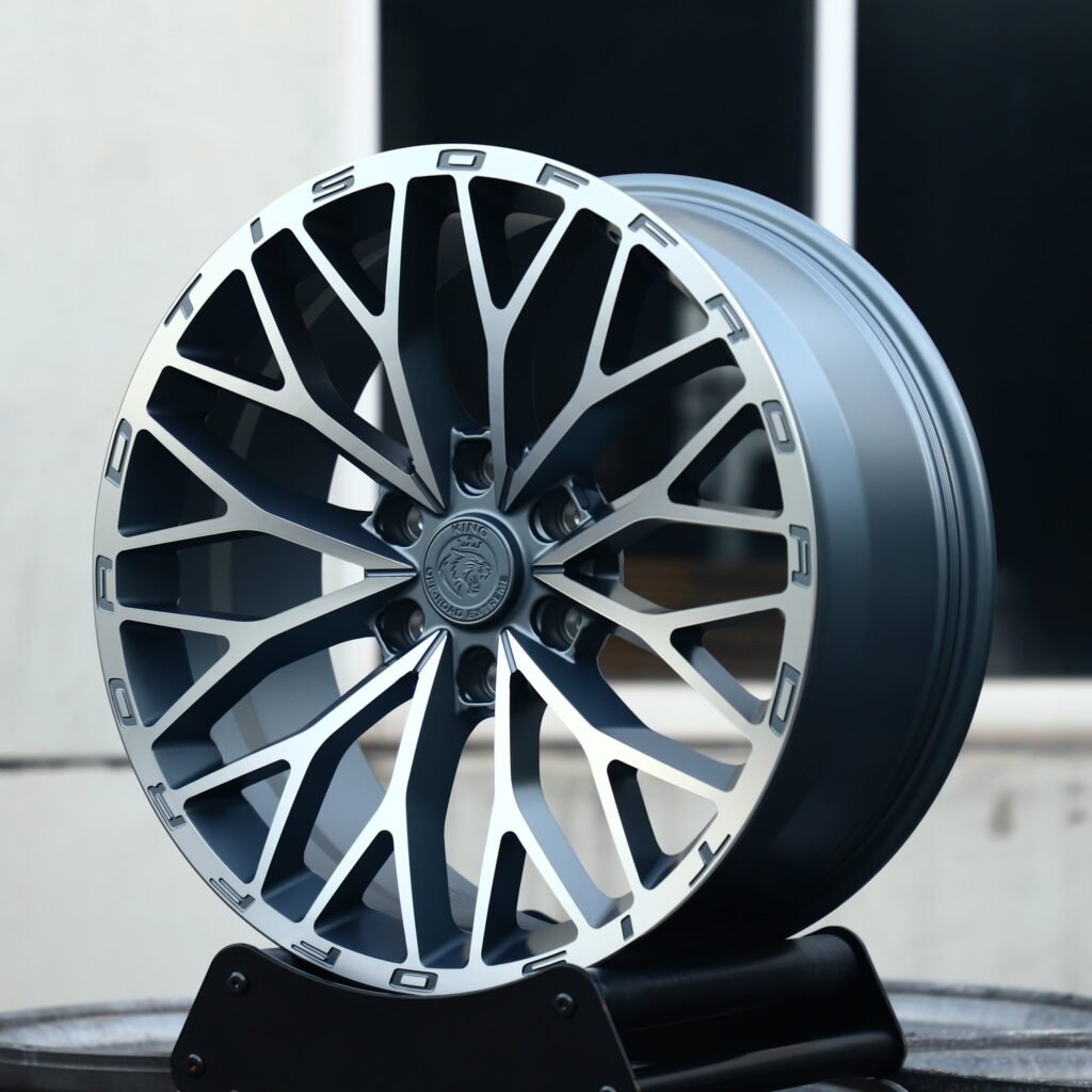 Toyota Tacoma wheels – Matte Silver 12 Y-Spoke, angled view