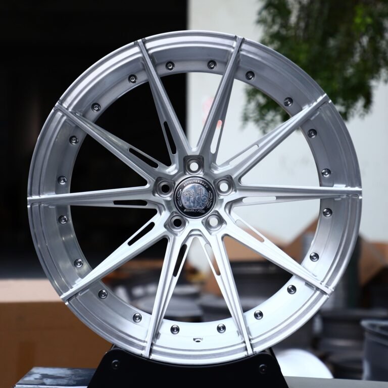 Porsche 911 wheels – Matte Silver 2-Piece 10-Spoke Side-Milled, front view