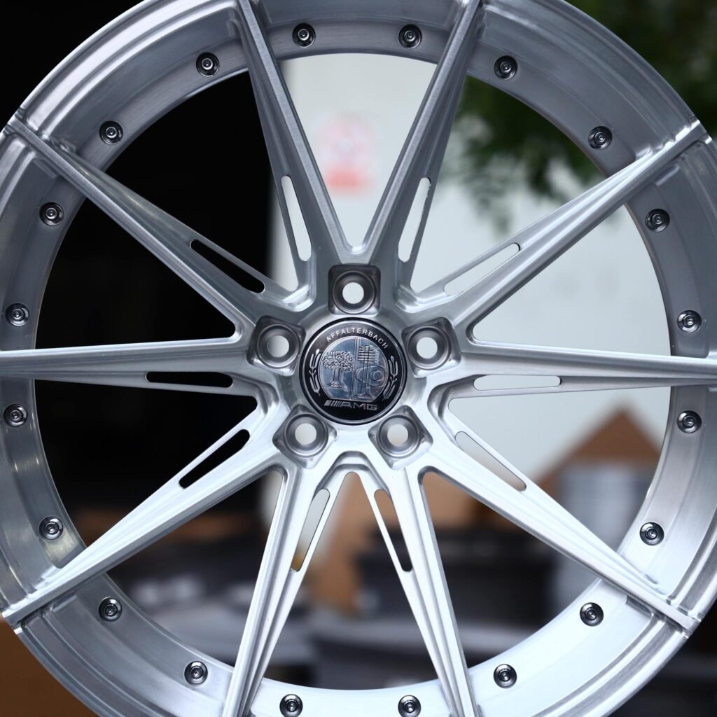BMW M4 F82 wheels – Matte Silver 2-Piece 10-Spoke Side-Milled, lip and barrel detail