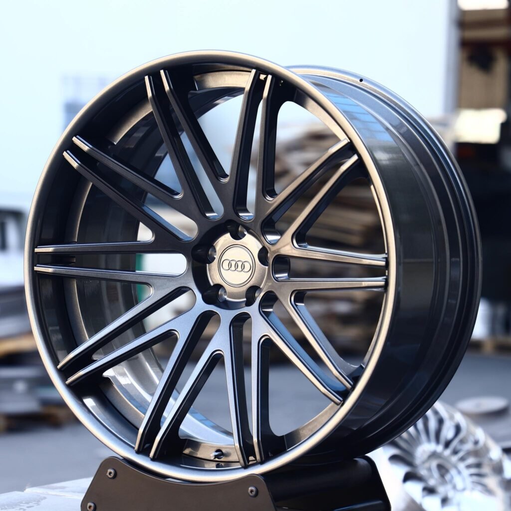 Audi A6 wheels – Matte Silver 2-Piece 10 Y-Spoke, angled view