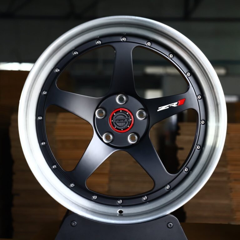 Porsche 911 wheels – Matte Silver 2-Piece 5-Spoke Deep Lip, front view