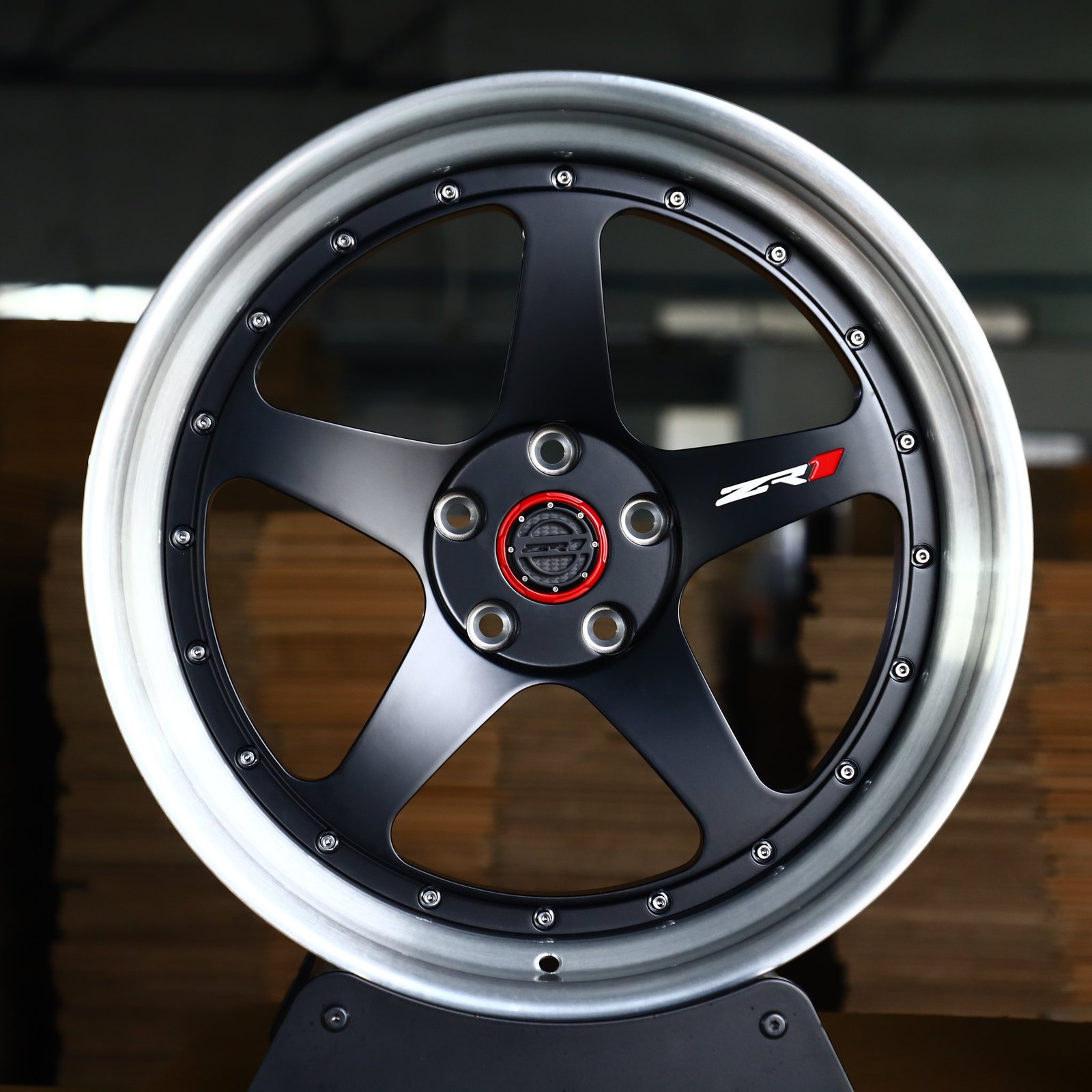 Porsche 911 wheels – Matte Silver 2-Piece 5-Spoke Deep Lip, front view