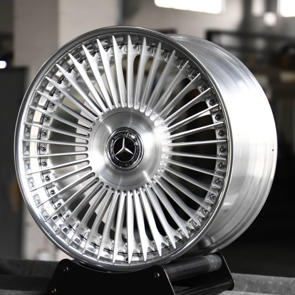 Mercedes-Benz S-Class wheels – Matte Silver 2-Piece Multi-Spoke, angled view