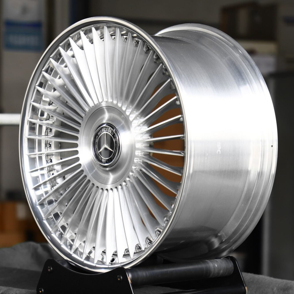 5x112 wheels – Matte Silver 2-Piece Multi-Spoke, side view