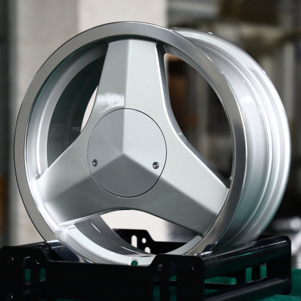 BMW M3 wheels – Matte Silver 3-Spoke, angled view