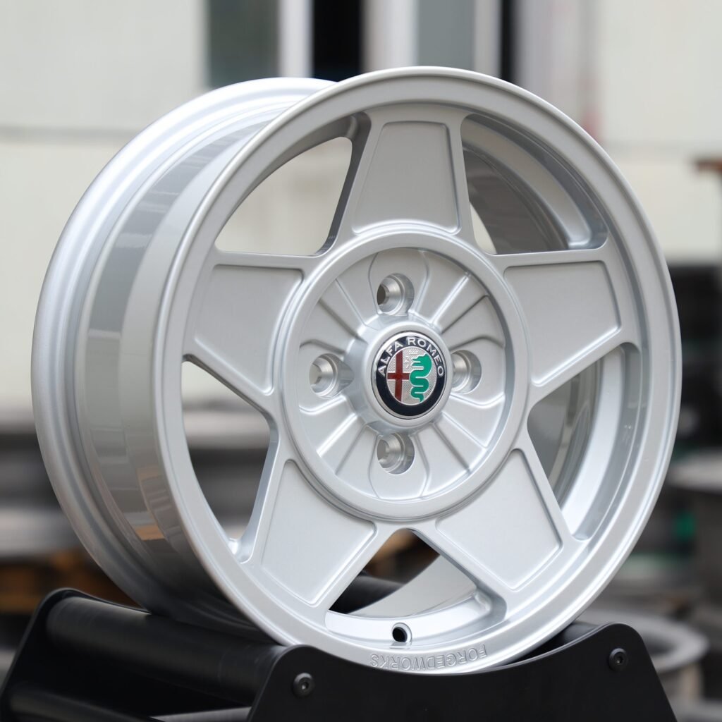 Matte Silver 5-Spoke 4-Lug Forged Wheels - Honda Civic / Volkswagen Polo Fitment (5-Lug) view 3