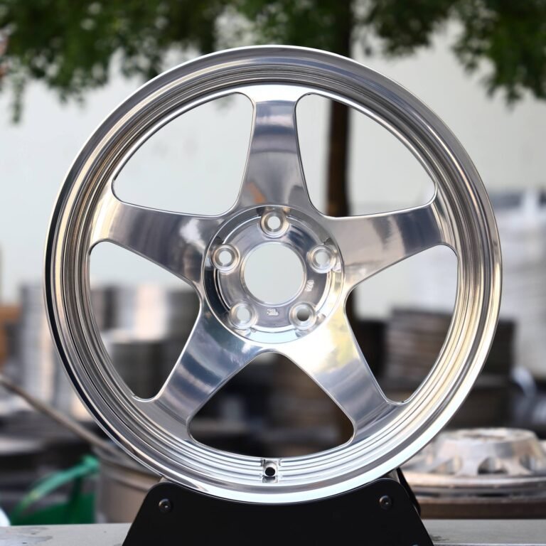 Porsche 911 wheels – Matte Silver 5-Spoke Deep Lip, front view