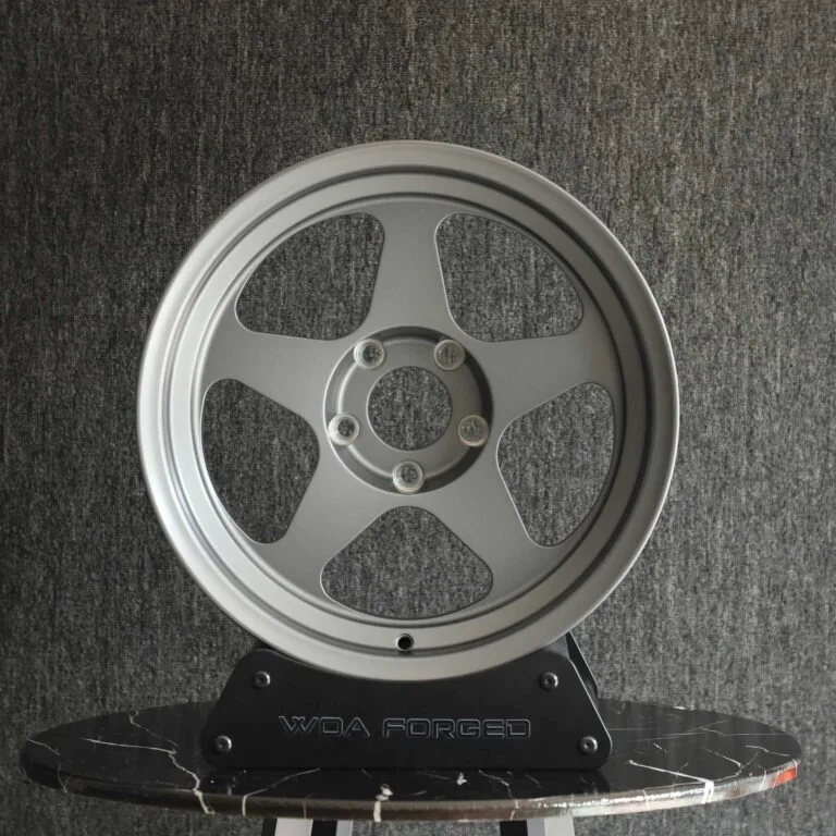 Toyota 4Runner / Tacoma Off-Road 6-Lug Forged Wheels – Matte Silver 5-Spoke Deep Lip, front view