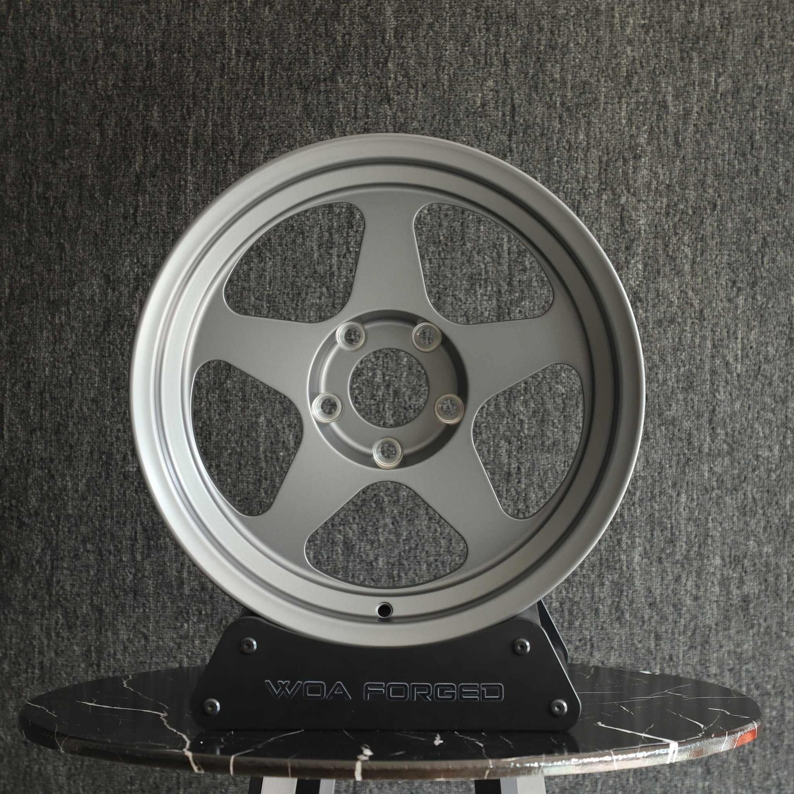 Toyota 4Runner wheels – Matte Silver 5-Spoke Deep Lip, front view