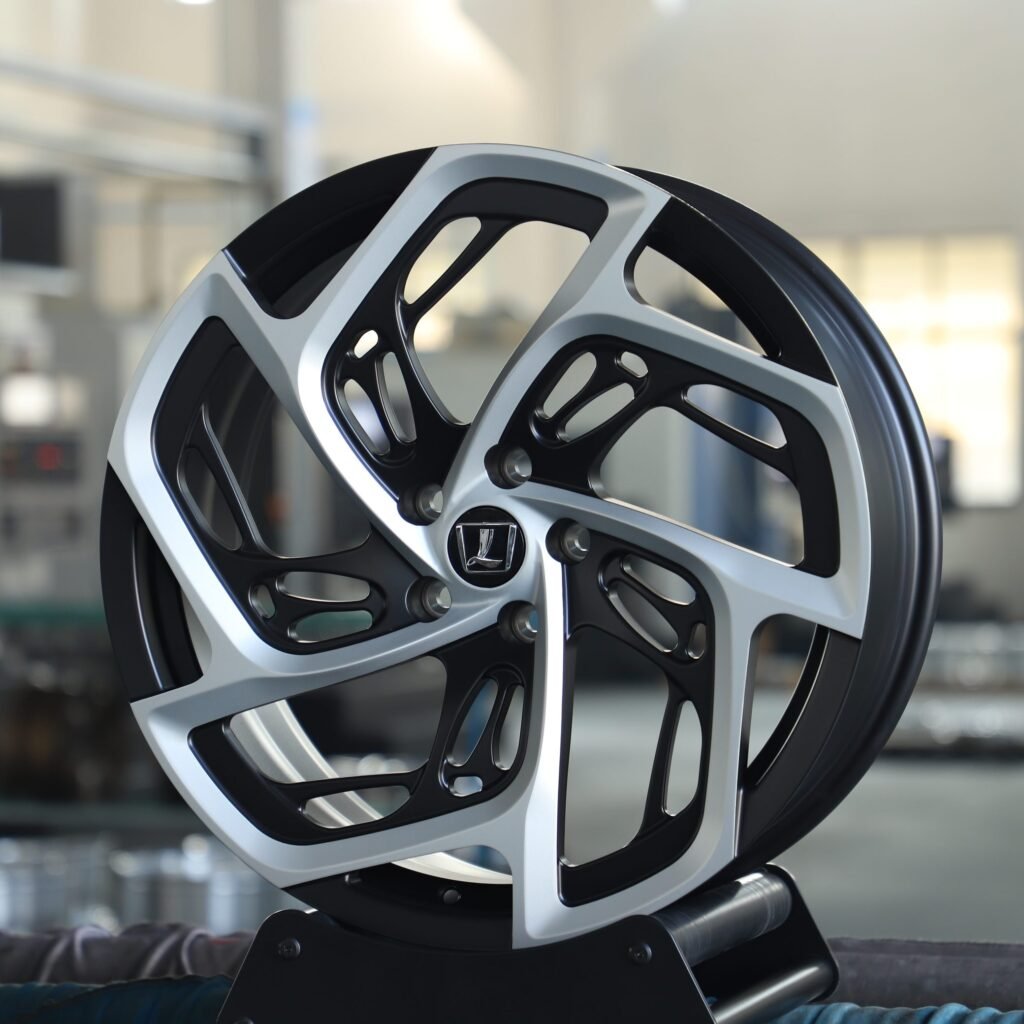 BMW 5 Series wheels – Matte Silver 5-Spoke Directional Machined Face, angled view