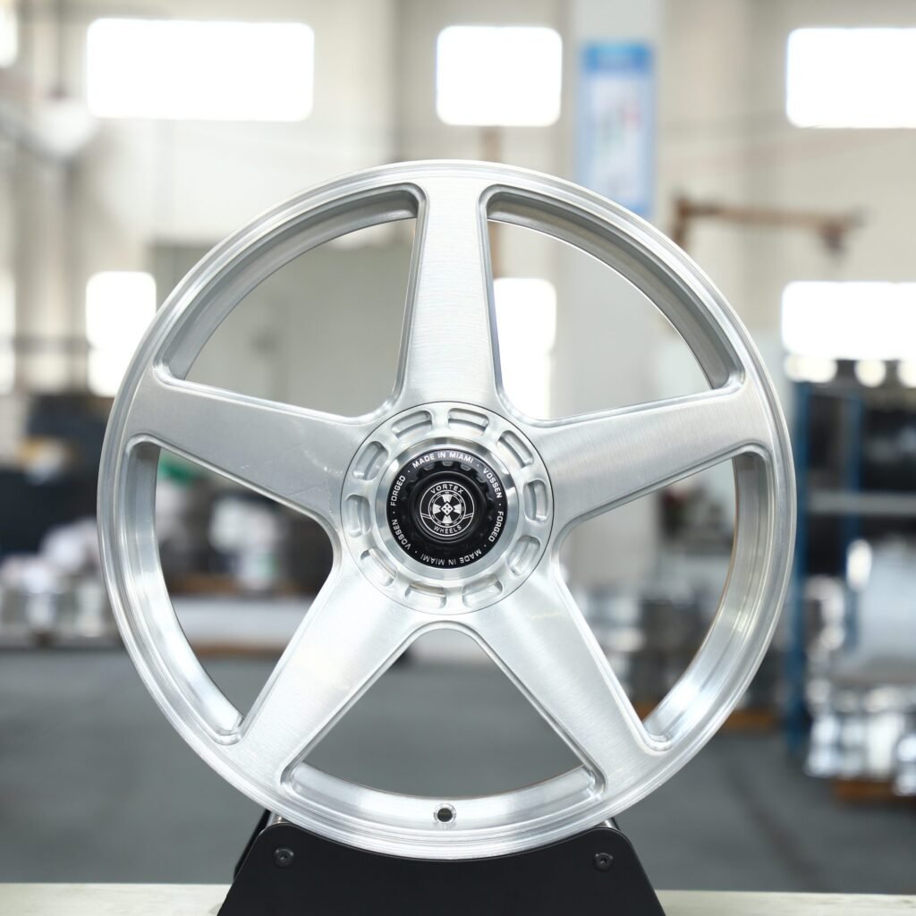 Matte Silver 5-Spoke Forged Wheels - Audi A6 / BMW 5 Series Fitment (5-Lug) Monoblock forged wheel