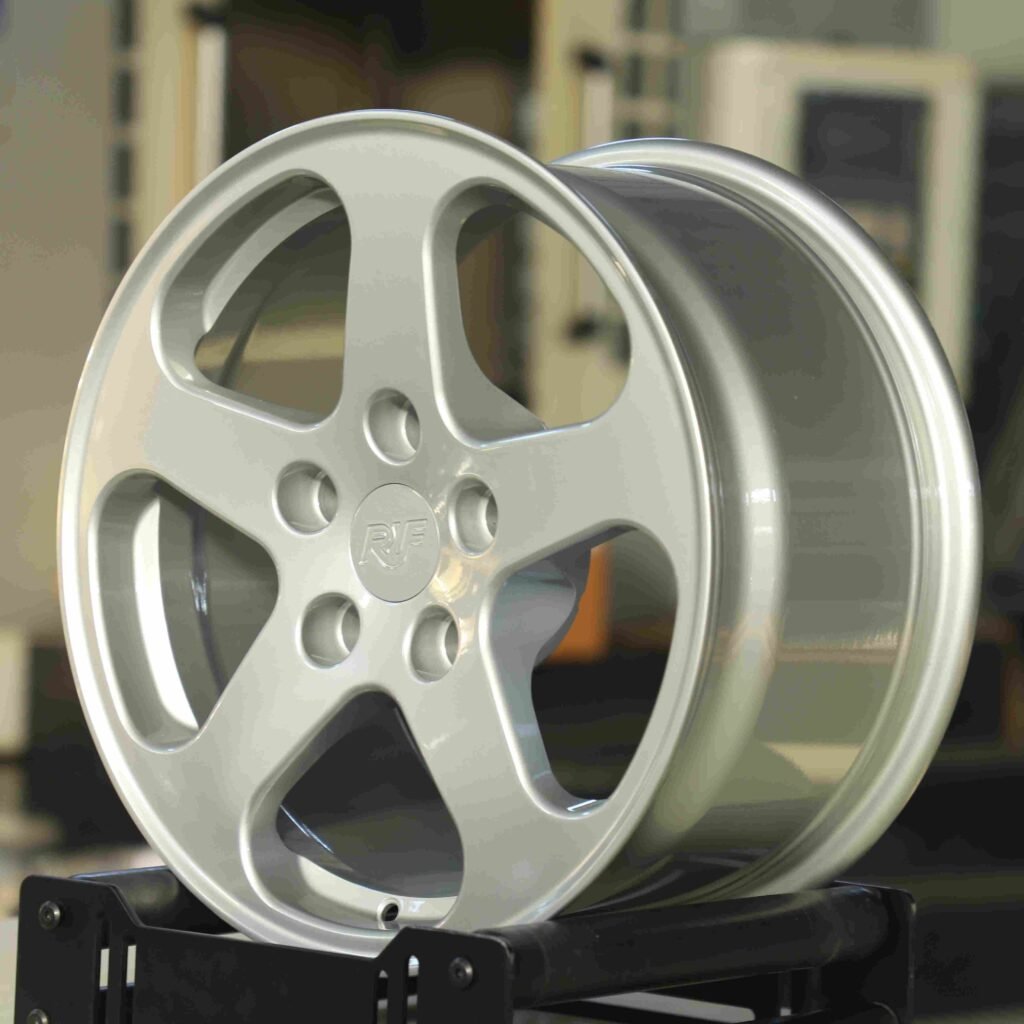 5x112 wheels – Matte Silver 5-Spoke (RUF-Style), side view