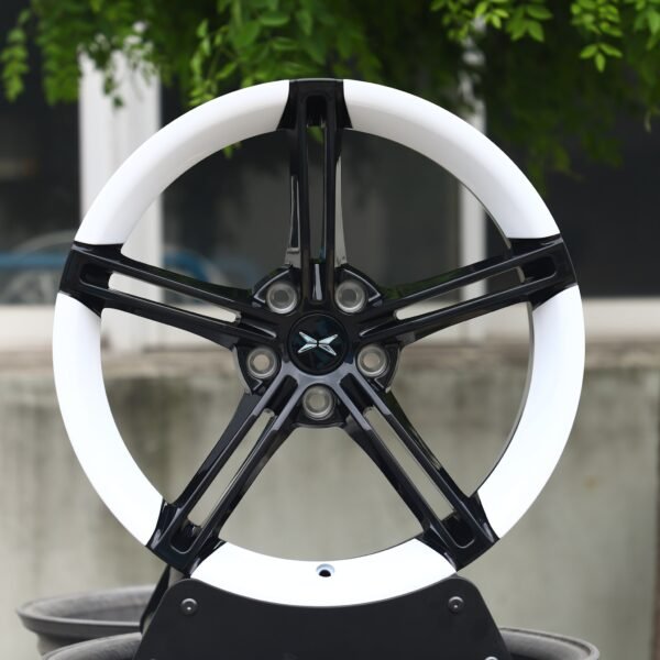 Porsche Taycan wheels – Black / White Aero 5 Y-Spoke, front view