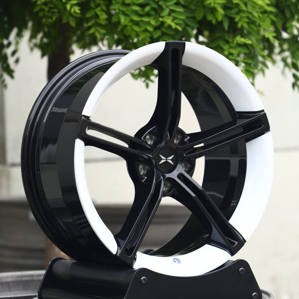 5x130 wheels – Matte Silver 5-Spoke, side view