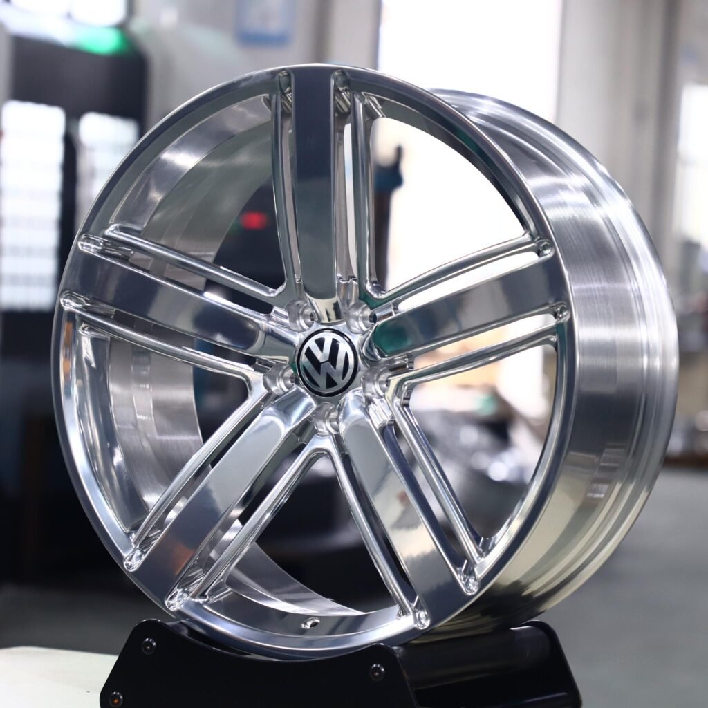 Volkswagen Passat wheels – Matte Silver 5-Spoke, angled view