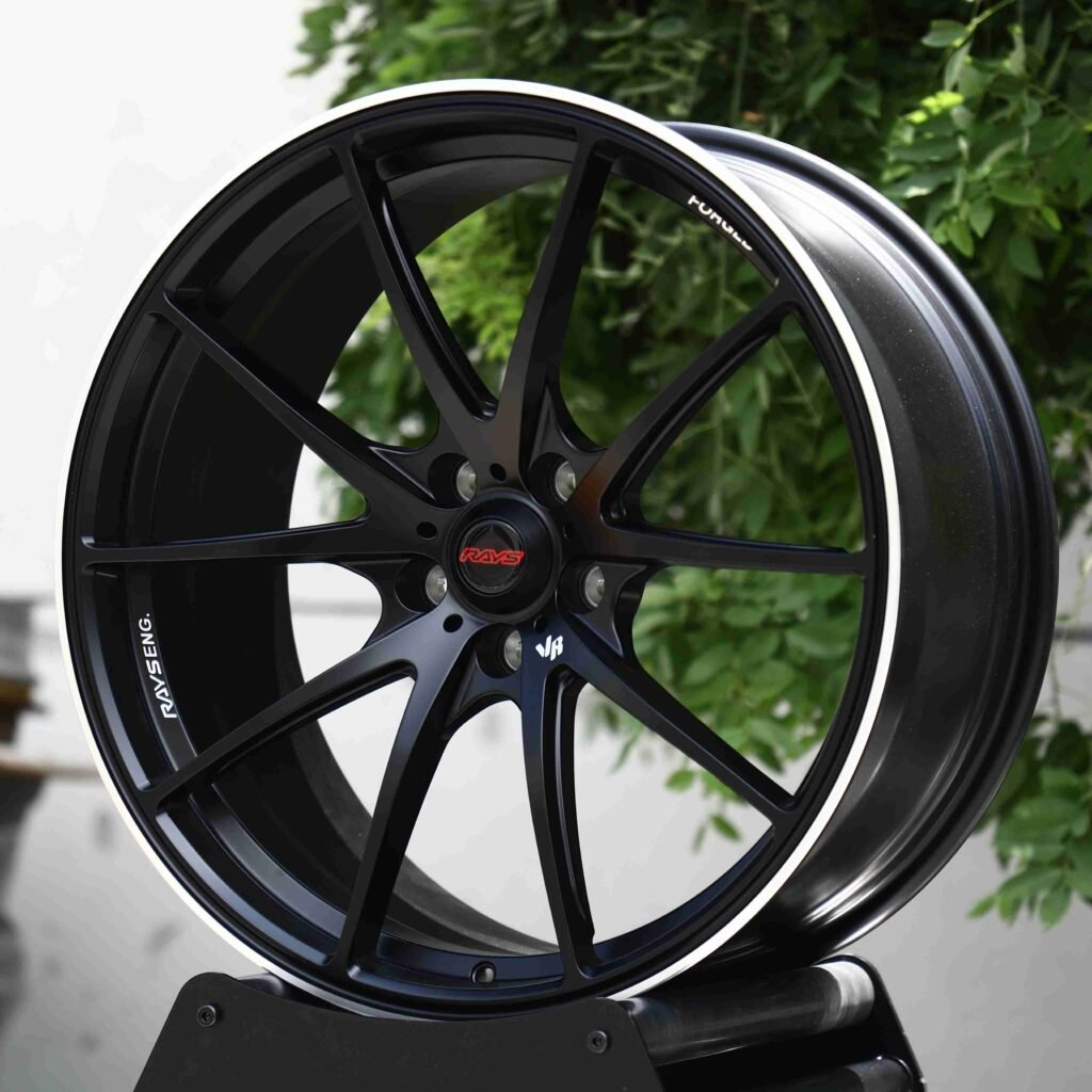 BMW M3 wheels – Matte Silver 5 V-Spoke (Rays-Style), angled view