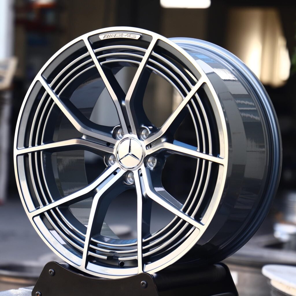 Mercedes-Benz S-Class wheels – Matte Silver 5 Y-Spoke Double-Ring, angled view