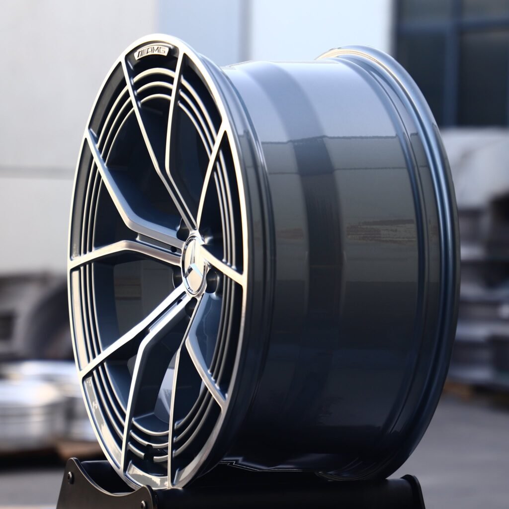 5x112 wheels – Matte Silver 5 Y-Spoke Double-Ring, side view