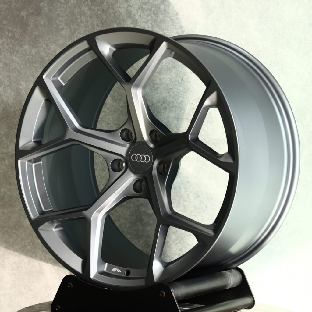 Honda Civic Type R wheels – Matte Silver 5 Y-Spoke, angled view