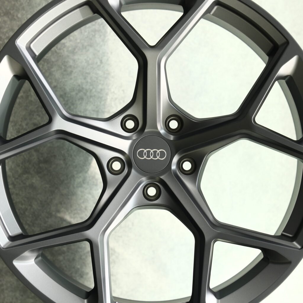 Audi A4 B9 wheels – Matte Silver 5 Y-Spoke, lip and barrel detail