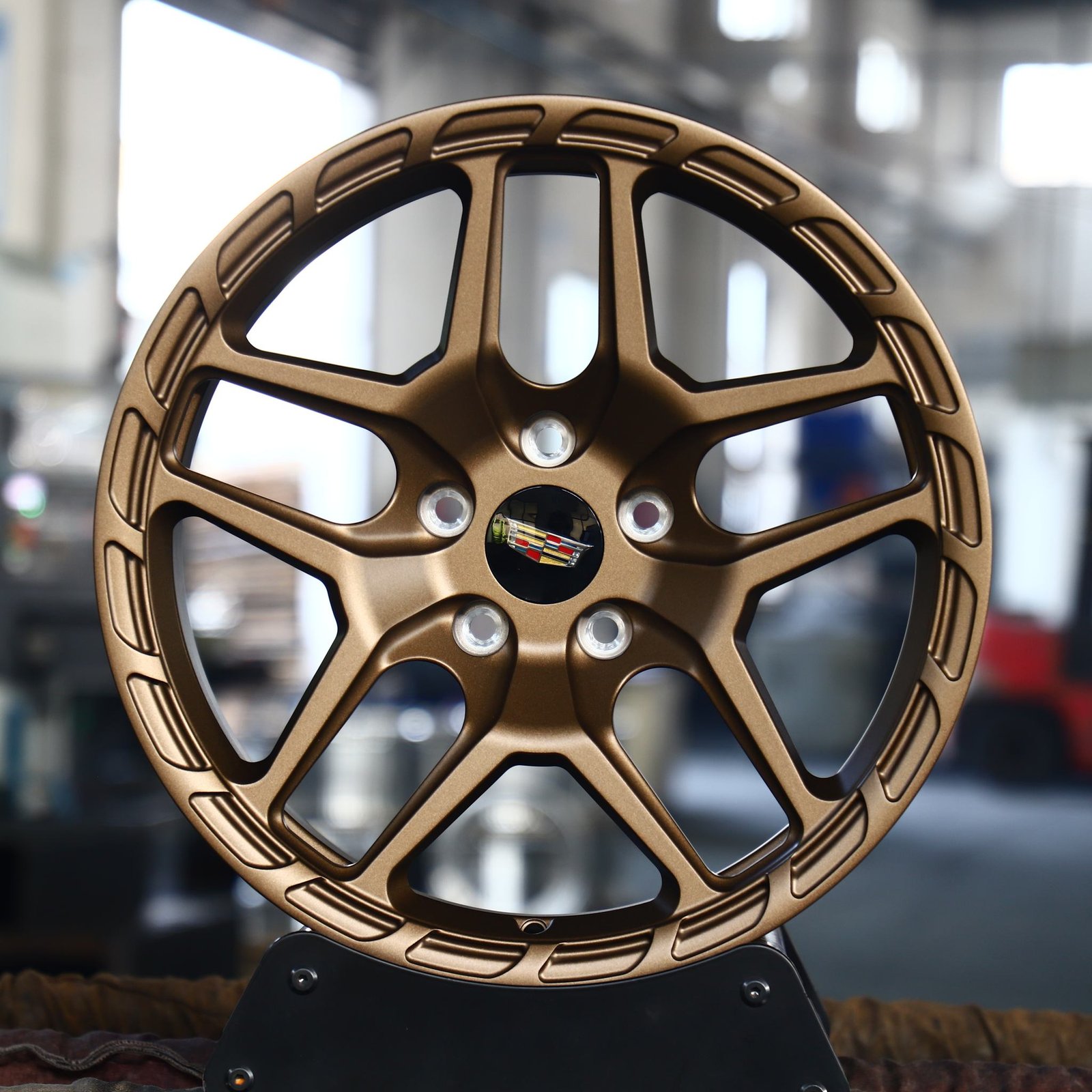 Cadillac CT5 wheels – Matte Silver 5 Y-Spoke (Cadillac OEM-Style), front view