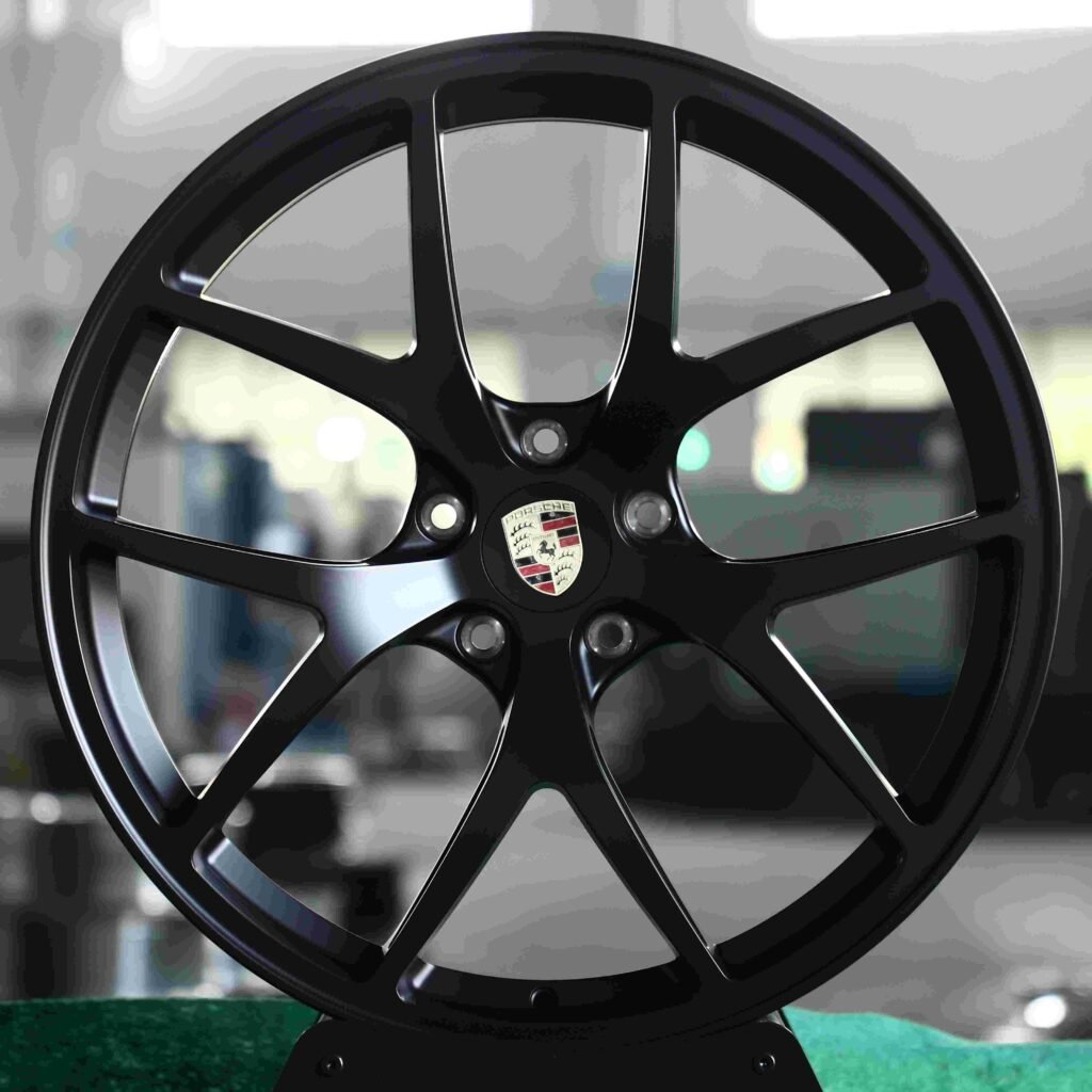 Porsche 911 wheels – Matte Silver 5 Y-Spoke, front view