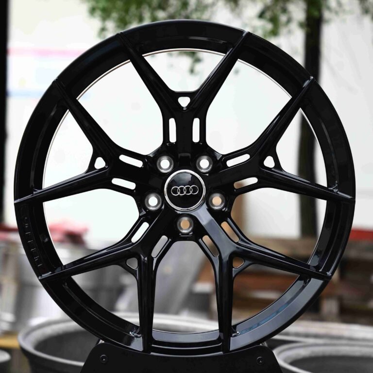 Tesla Model 3 wheels – Matte Silver 5 Y-Spoke Side-Milled, front view
