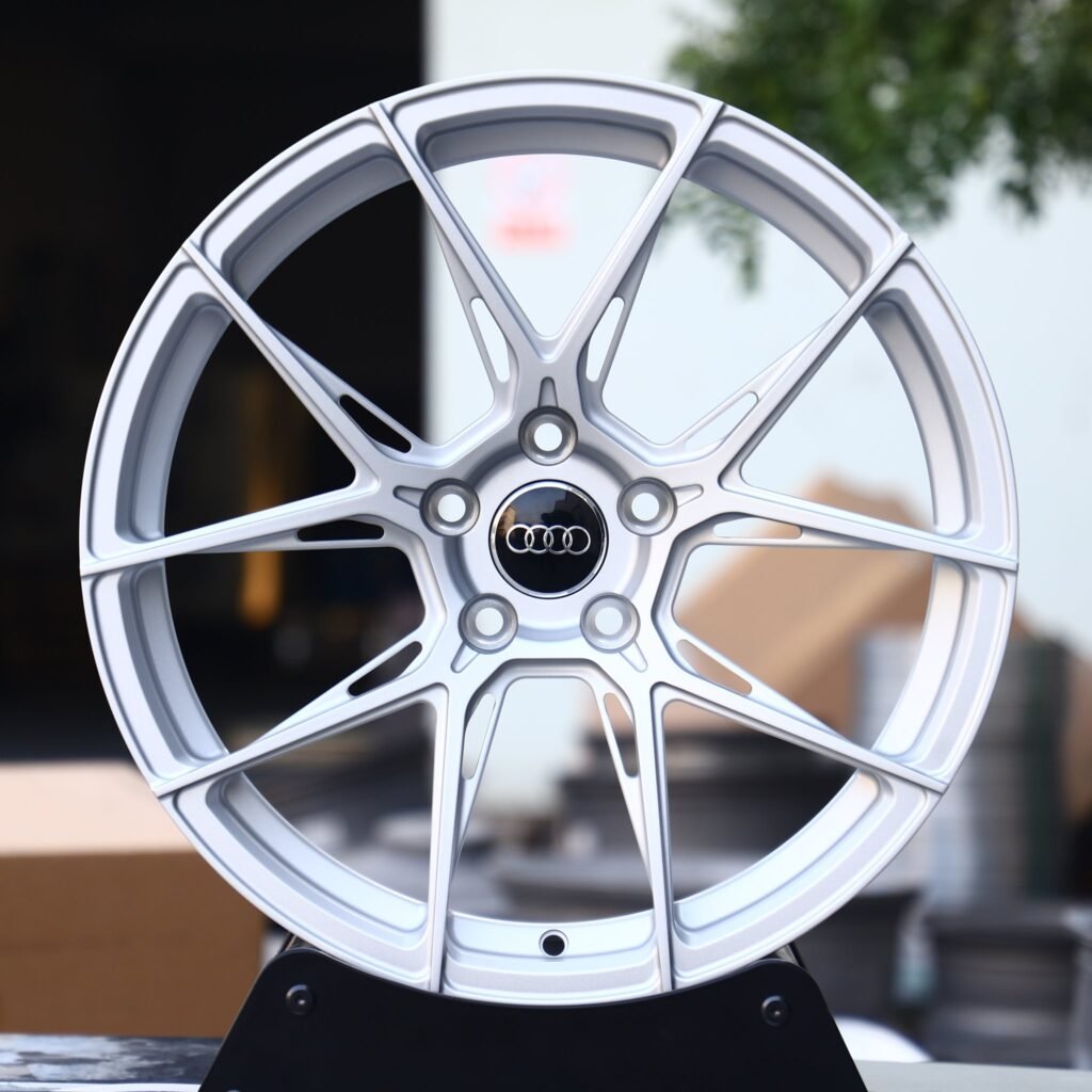Audi A4 B9 wheels – Matte Silver 5 Y-Spoke Side-Milled (Audi OEM-Style), front view