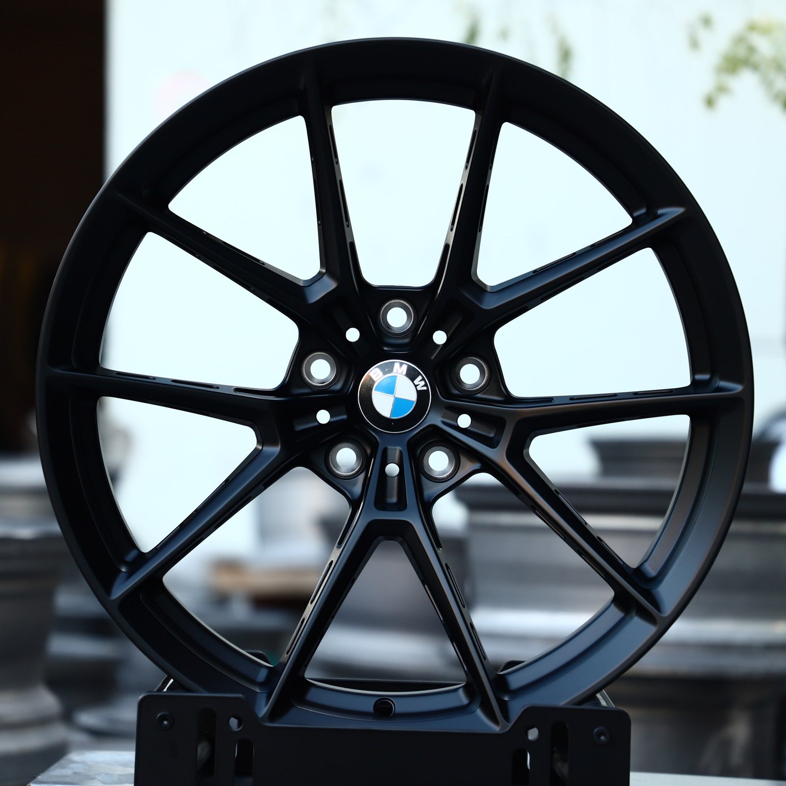 BMW M3 wheels – Matte Silver 5 Y-Spoke Side-Milled (BMW Style 763M), front view