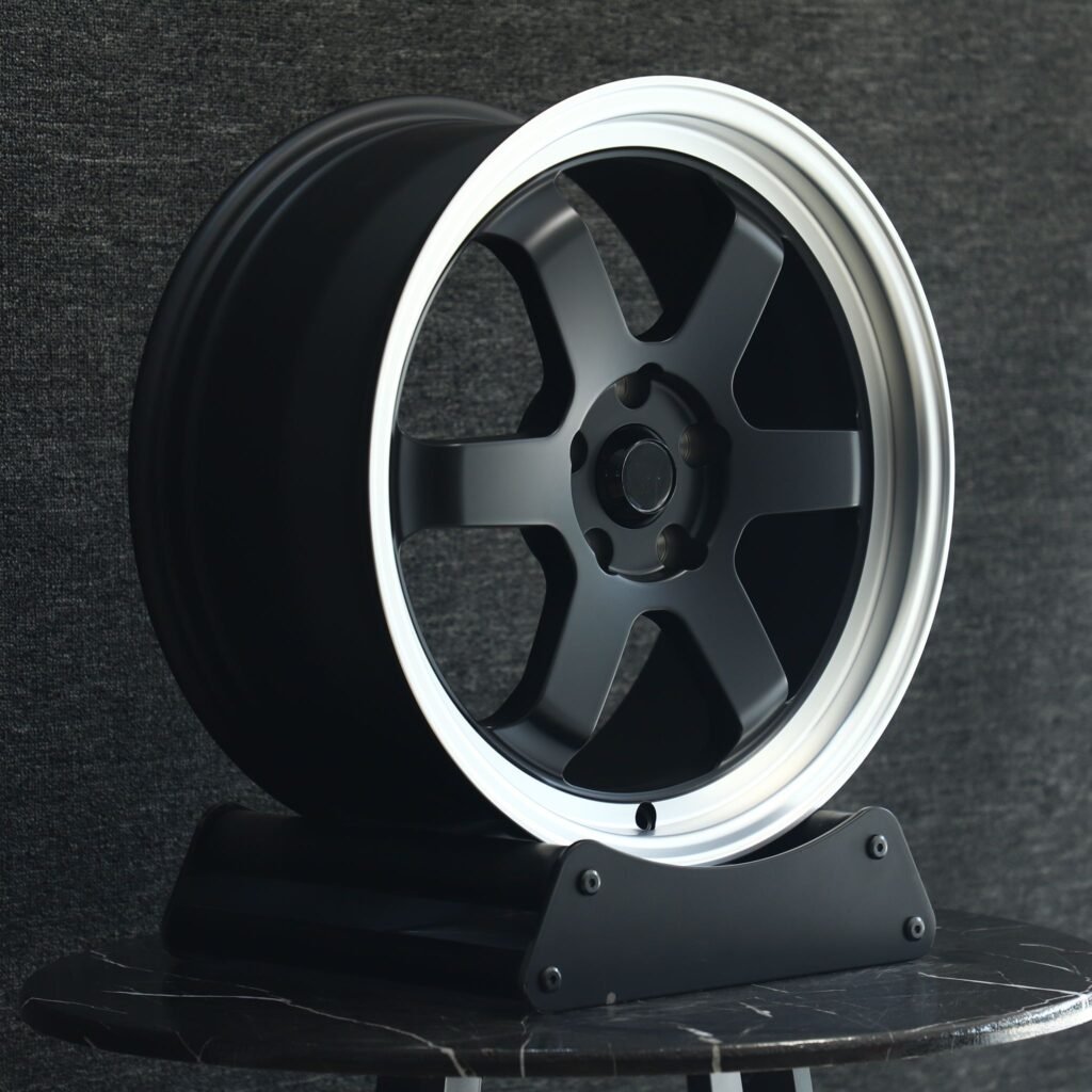5x130 wheels – Matte Silver 6-Spoke Deep Lip, side view