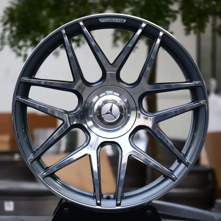 BMW M3 E46 wheels – Matte Silver 6 Y-Spoke Machined Face, front view