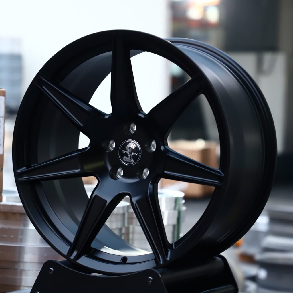Chevrolet Camaro wheels – Matte Silver 7-Spoke, angled view