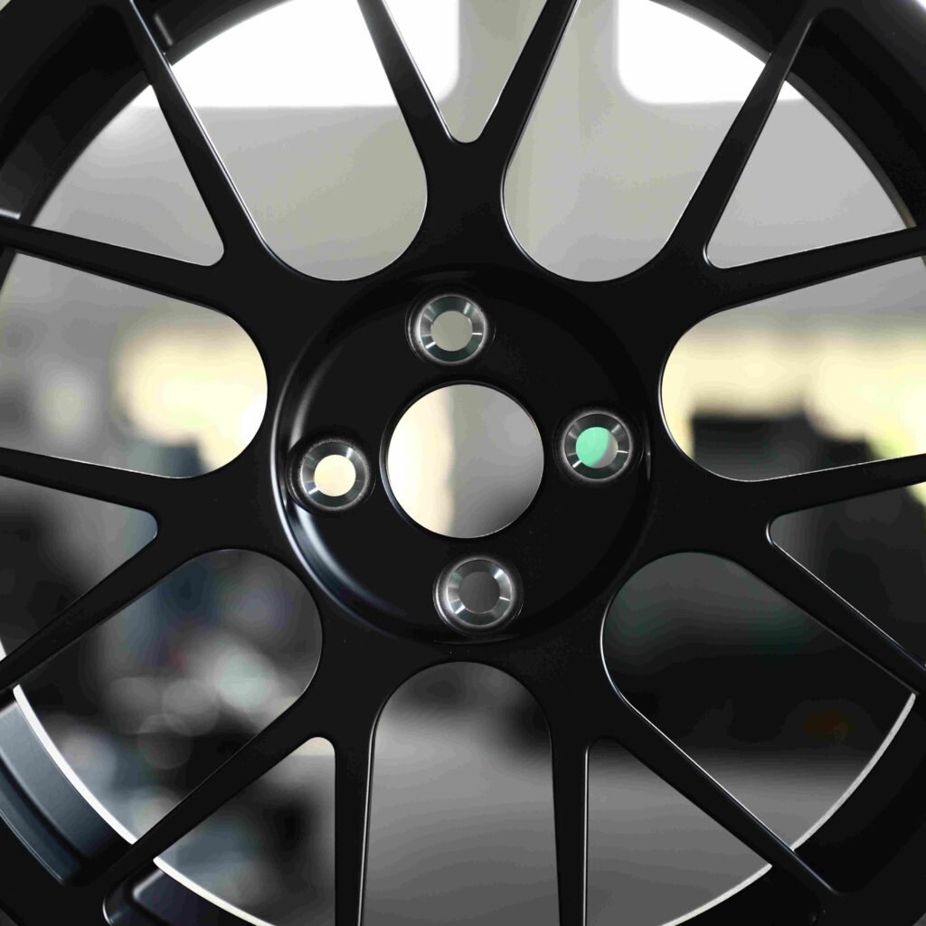 Tesla Model 3 wheels – Matte Silver 7 Y-Spoke, lip and barrel detail