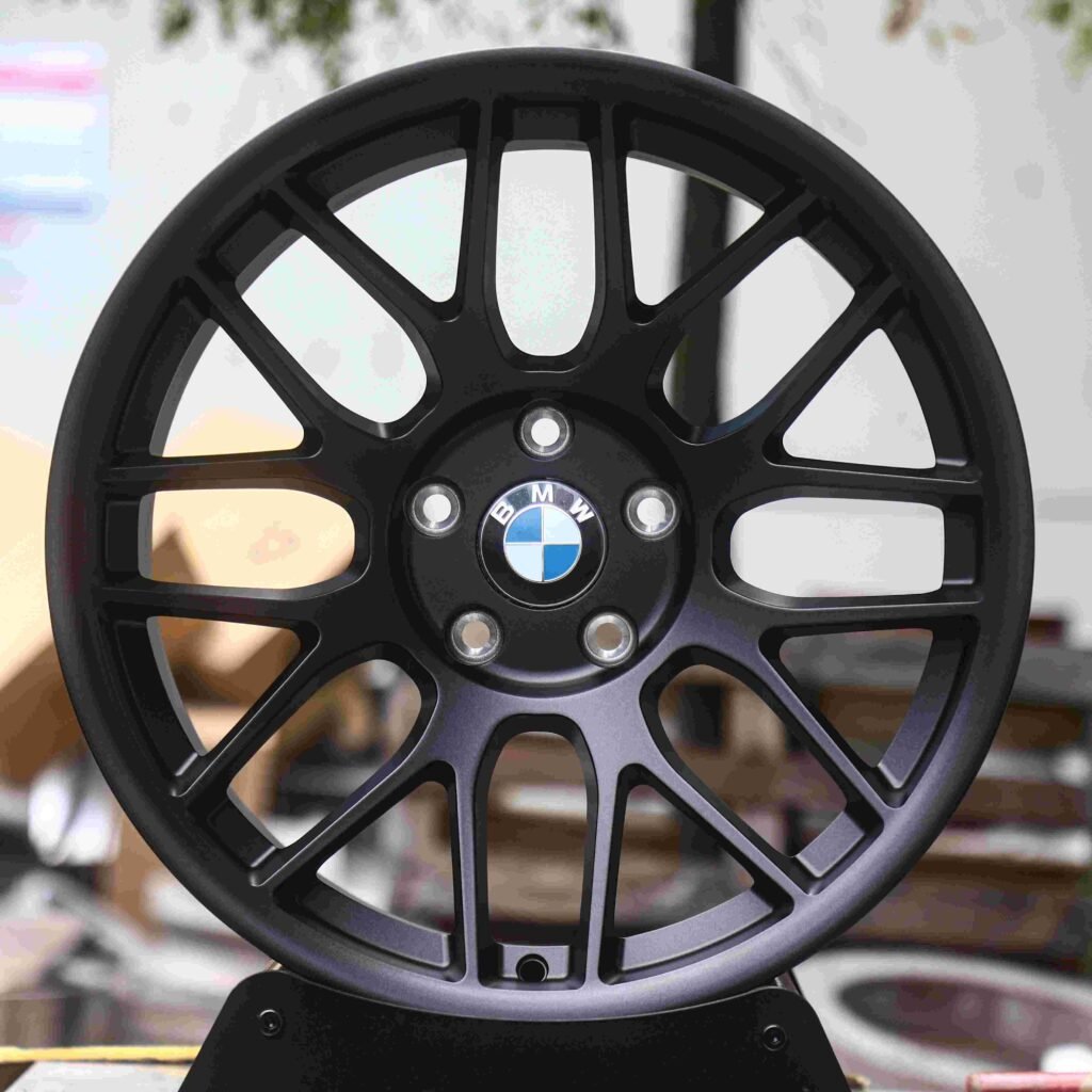 BMW M5 wheels – Matte Silver 8 Y-Spoke, angled view