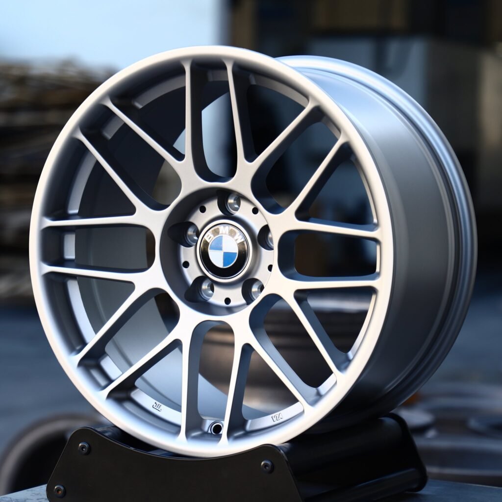 5x120 wheels – Matte Silver 8 Y-Spoke (APEX ARC-8-Style), side view