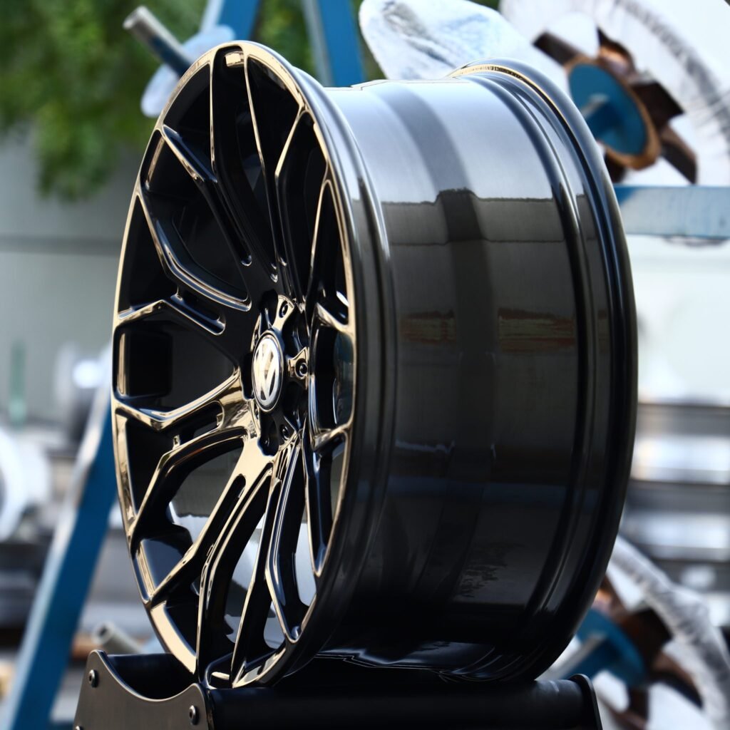 5x112 wheels – Matte Silver 8 Y-Spoke Side-Milled (Volkswagen OEM-Style), side view