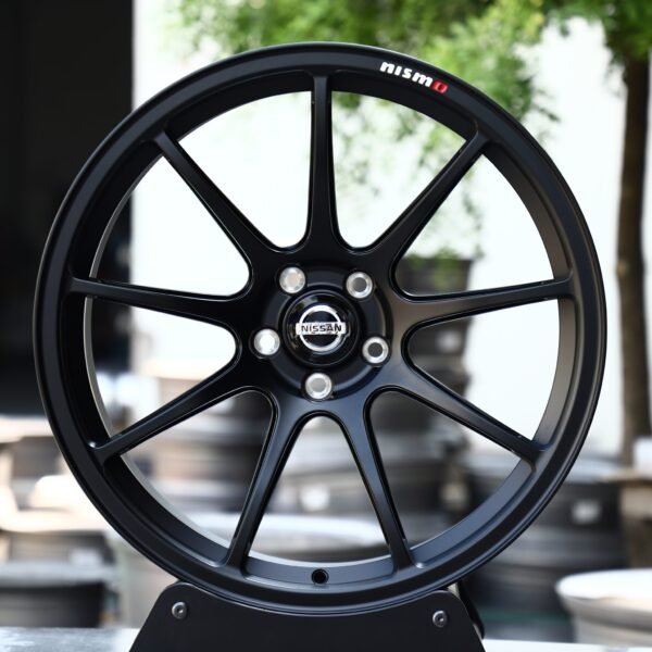 Nissan GT-R wheels – Black 9-Spoke, front view