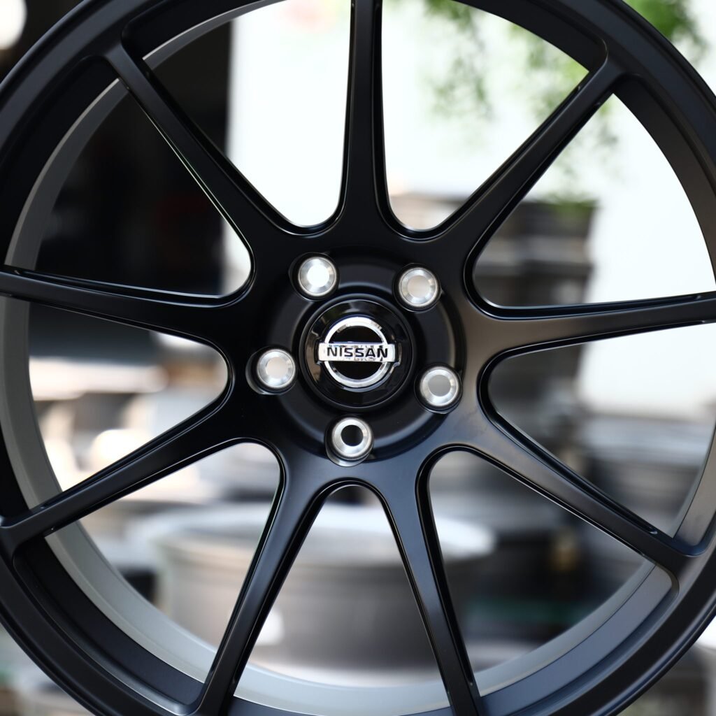 Tesla Model 3 wheels – Matte Silver 9-Spoke, lip and barrel detail