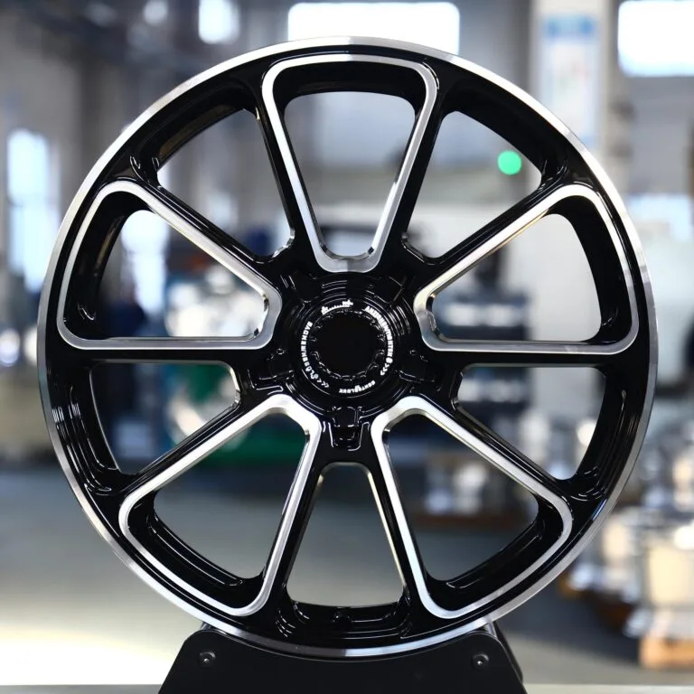 Porsche OEM-Style Gloss Black Center-Lock Petal Machined Face Forged Wheels – Porsche 911 / 718 Cayman, front view