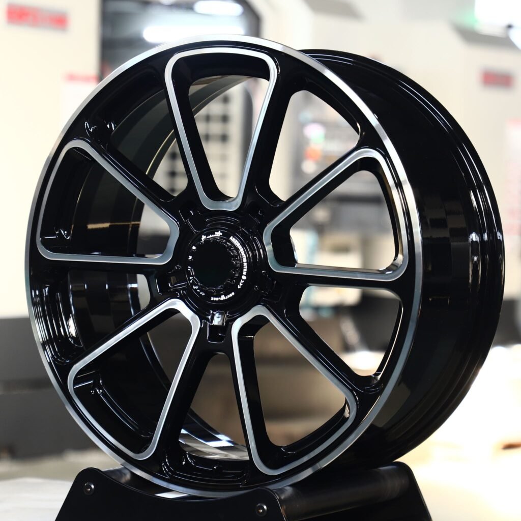 Porsche 718 Cayman wheels – Matte Silver Center-Lock Petal Machined Face (Porsche OEM-Style), angled view