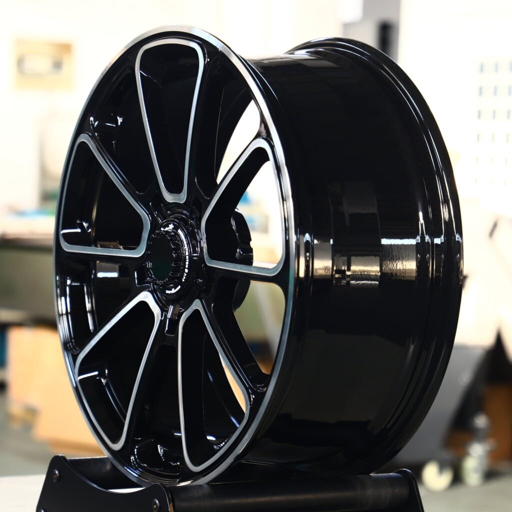 5x130 wheels – Matte Silver Center-Lock Petal Machined Face (Porsche OEM-Style), side view