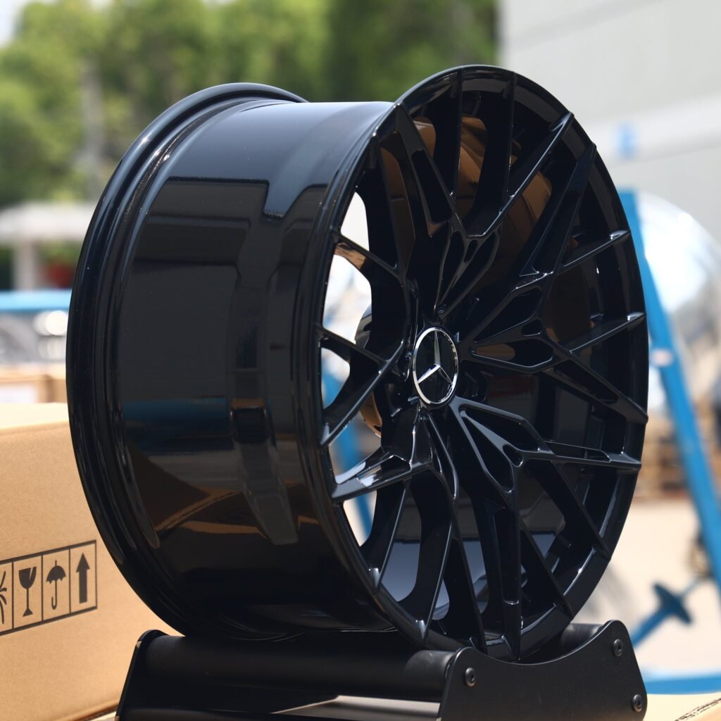 5x112 wheels – Matte Silver Cross-Spoke, side view