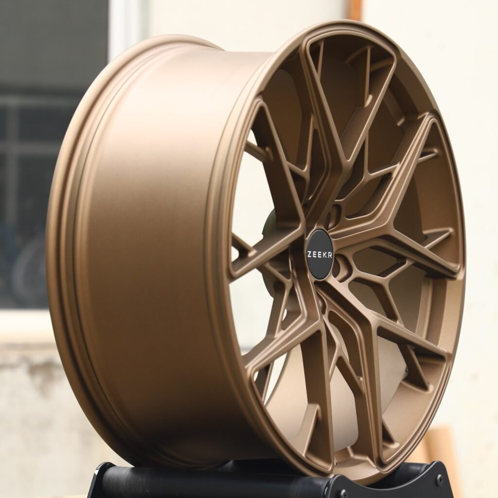 5x108 wheels – Matte Silver Cross-Spoke (Zeekr OEM-Style), side view