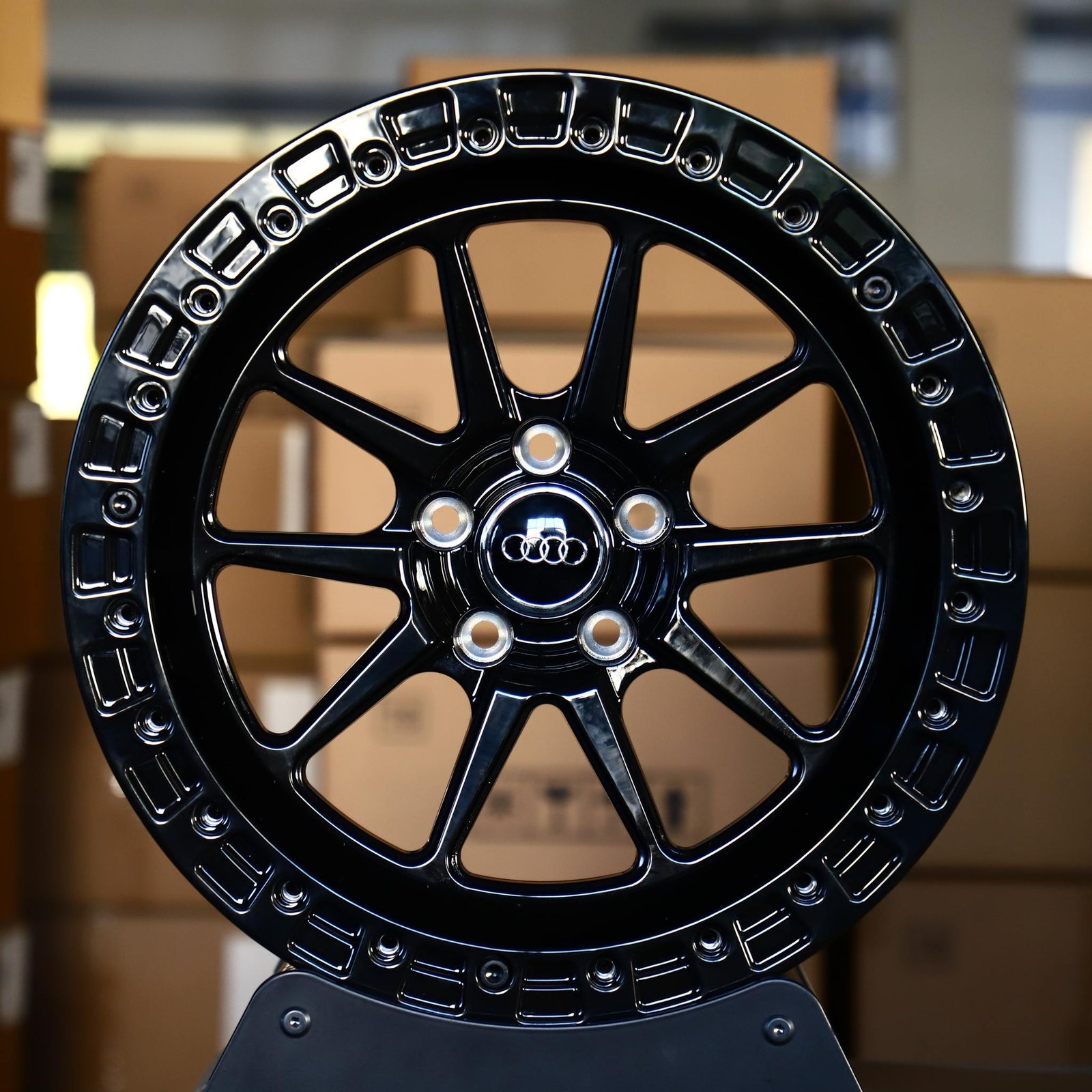 Ford Mustang wheels – Matte Silver Custom, front view