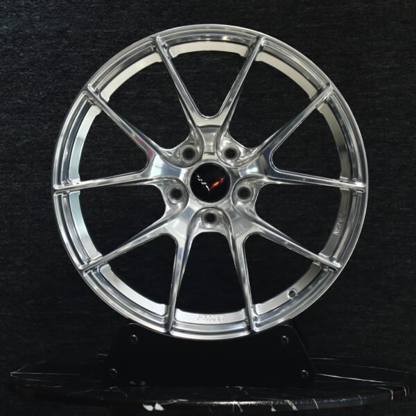 Chevrolet Corvette C8 wheels – Matte Silver Custom (Corvette OEM-Style), front view