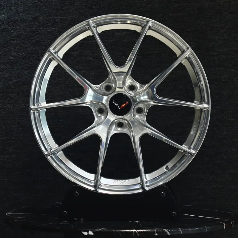Chevrolet Corvette C8 wheels – Matte Silver Custom (Corvette OEM-Style), front view