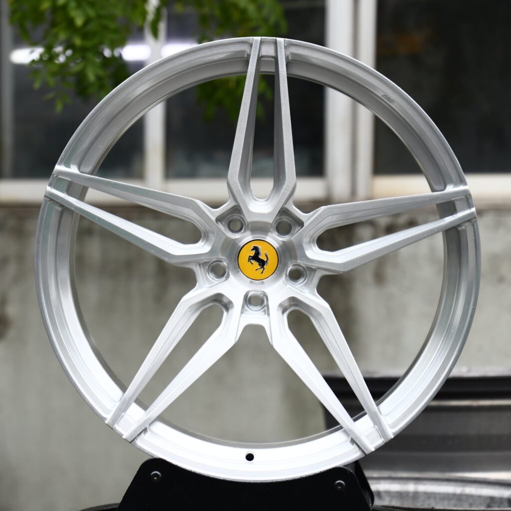 Ferrari 488 wheels – Matte Silver Custom, front view
