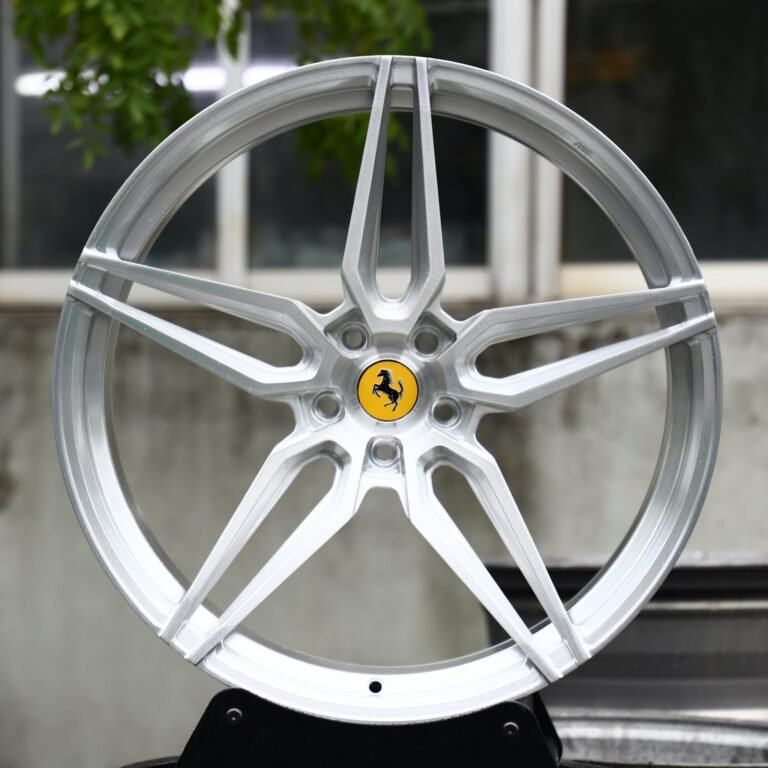 Ferrari 488 wheels – Matte Silver Custom, front view