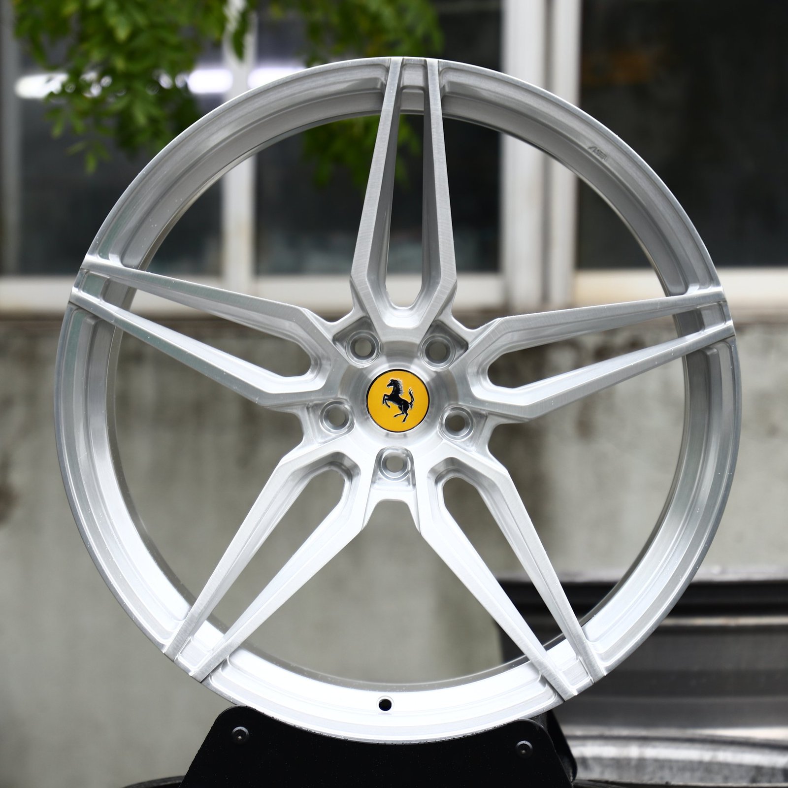Ferrari 488 wheels – Matte Silver Custom, front view